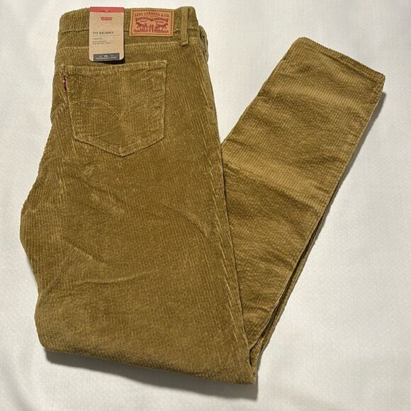 Levis Corduroy Pants Womens 32 30 Skinny 711 Tan - Picture 1 of 4